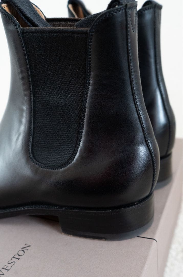 ブラックレザー サイドゴアブーツ