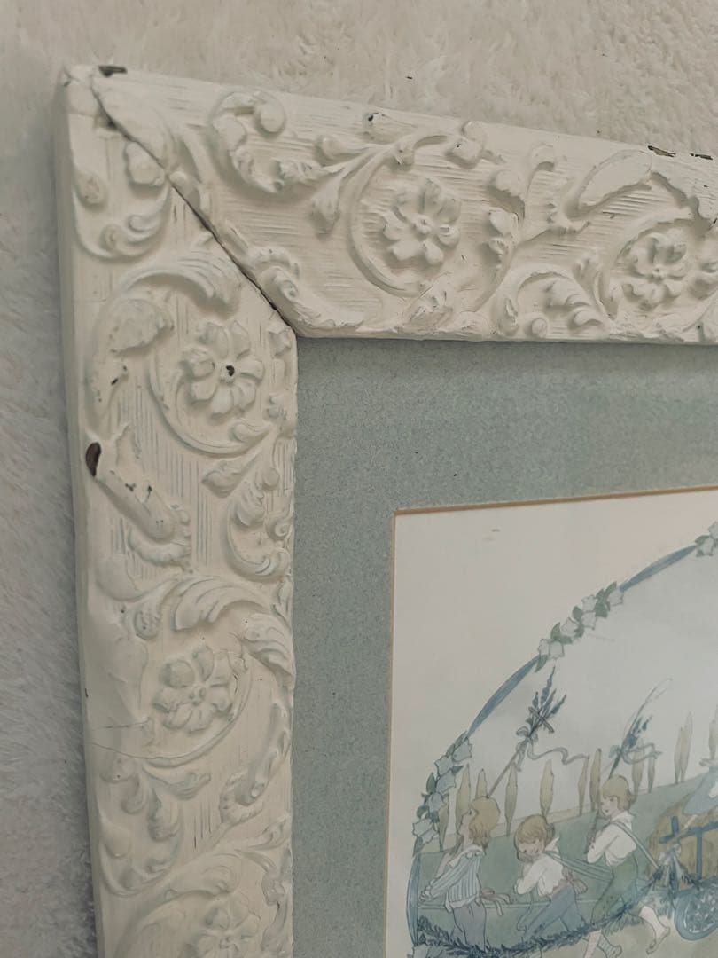 ウィルビーク ル　メール　絵本挿絵の額装品　アンティーク　初版　シャビーシック