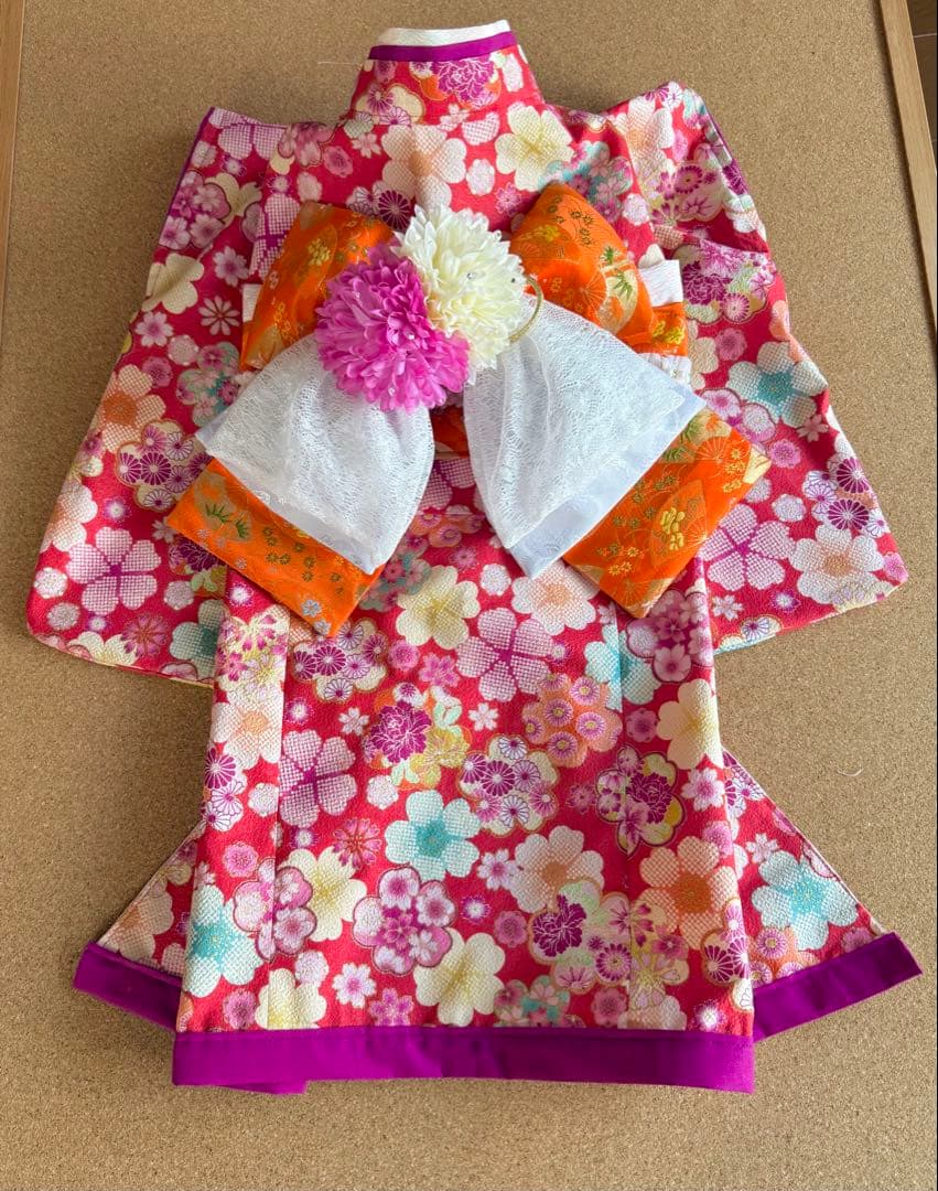 わんちゃん女の子　引きずり大振袖　Mサイズ