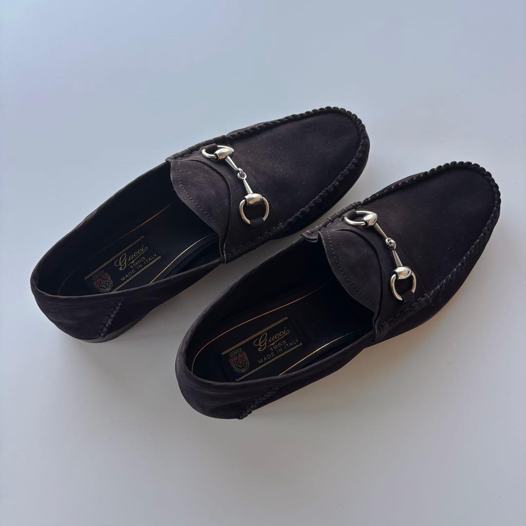 【新品未使用】GUCCI スエードローファーブラック 7