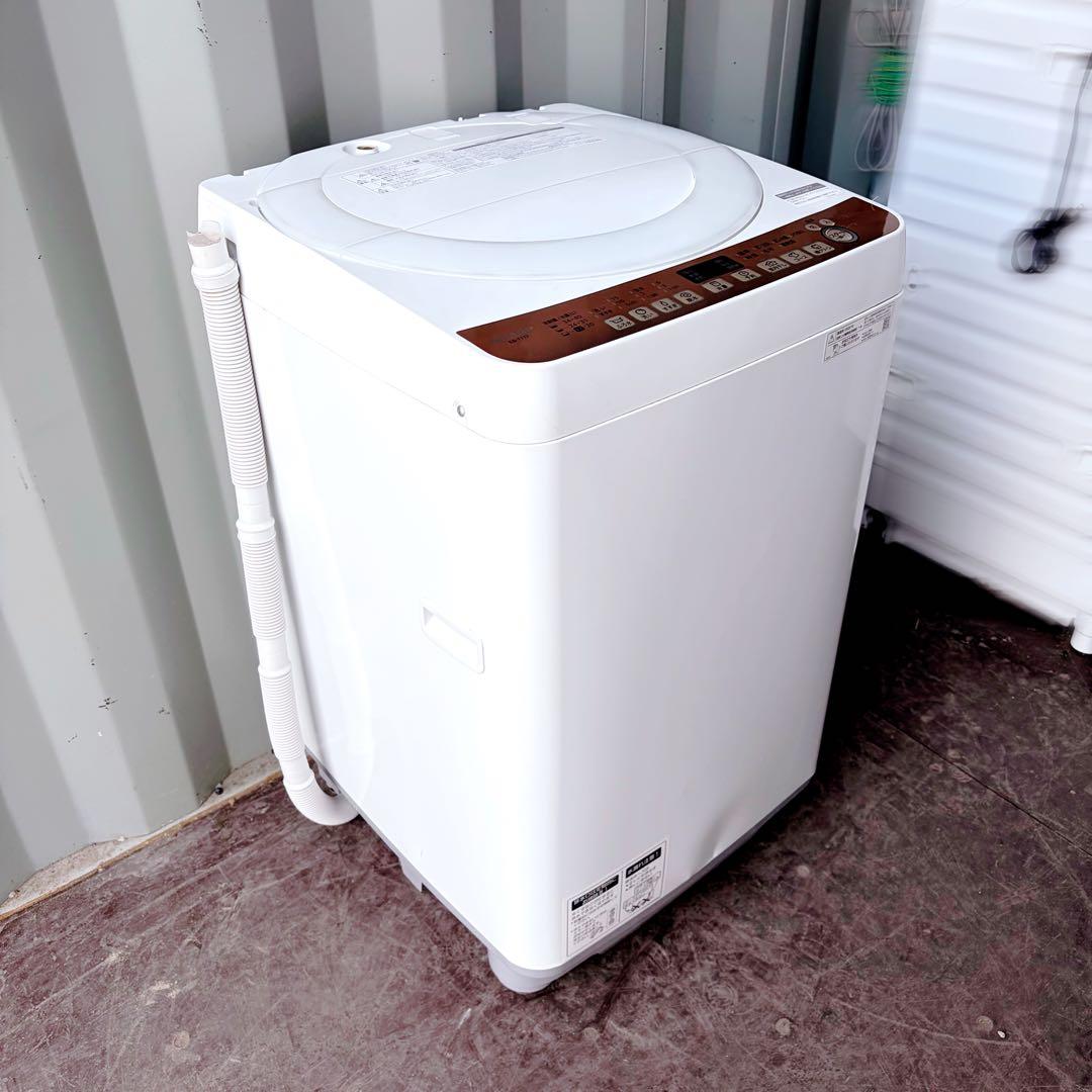 116運搬取付無料！ブラウン純正SHARP穴なし清潔全自動洗濯機！完動品超美品！