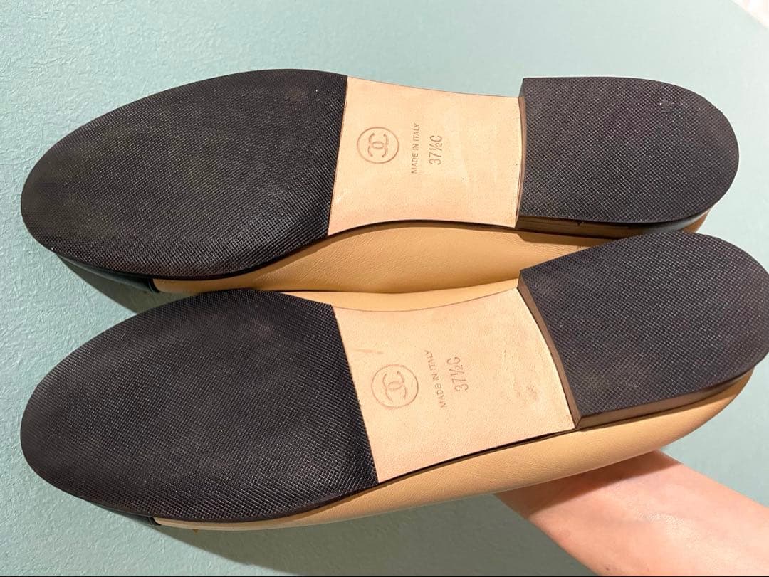 即決価格 ほぼ未使用 裏張済CHANEL バレリーナ＊ベージュ & ブラック
