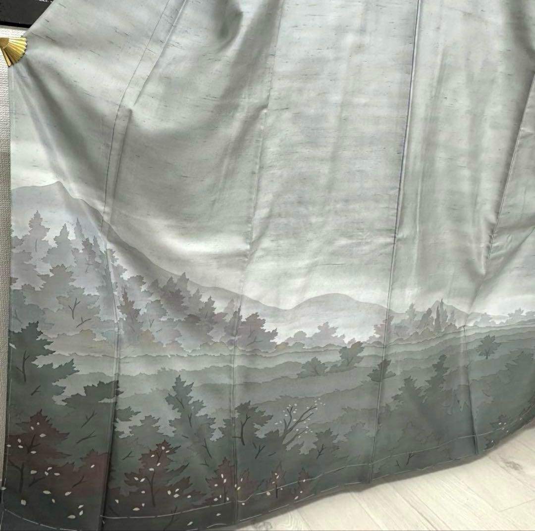 ら*ん様 本場 牛首紬 白山工房 訪問着 着物 正絹 証紙付き 袷 広衿 RK-