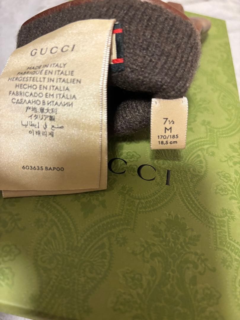 GUCCI 箱あり ブラウンレザー手袋