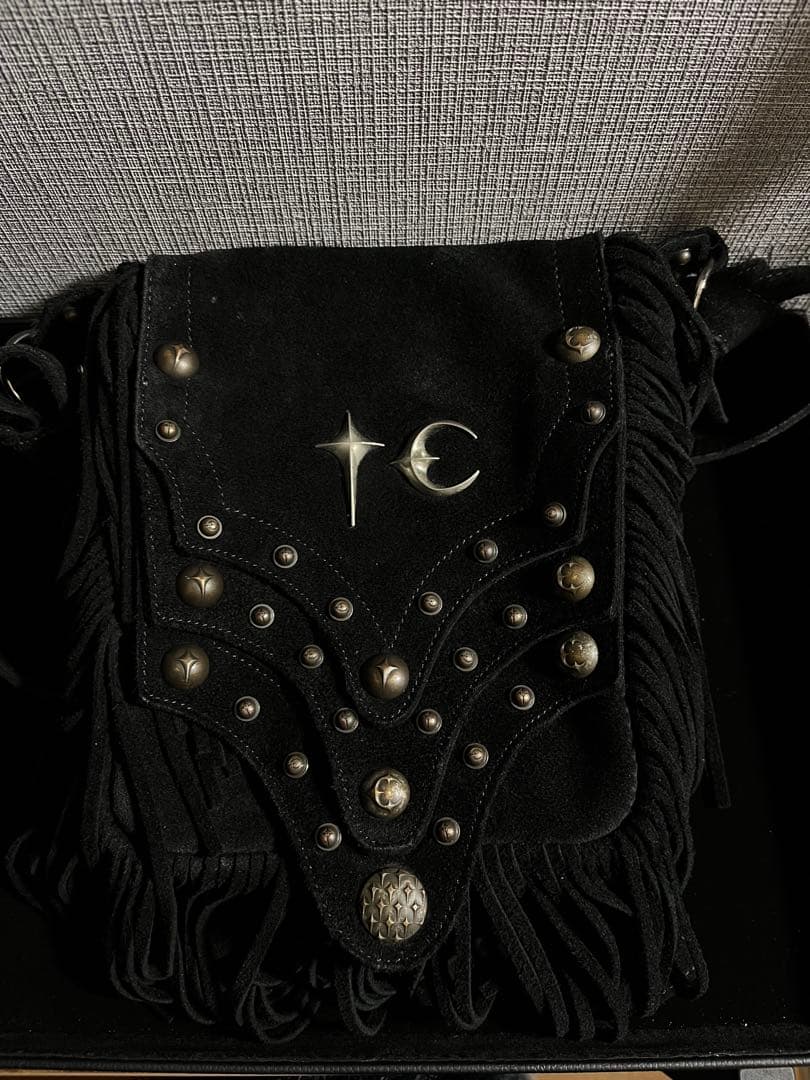 希少品　Thug club レザーフリンジショルダーバック　BLK