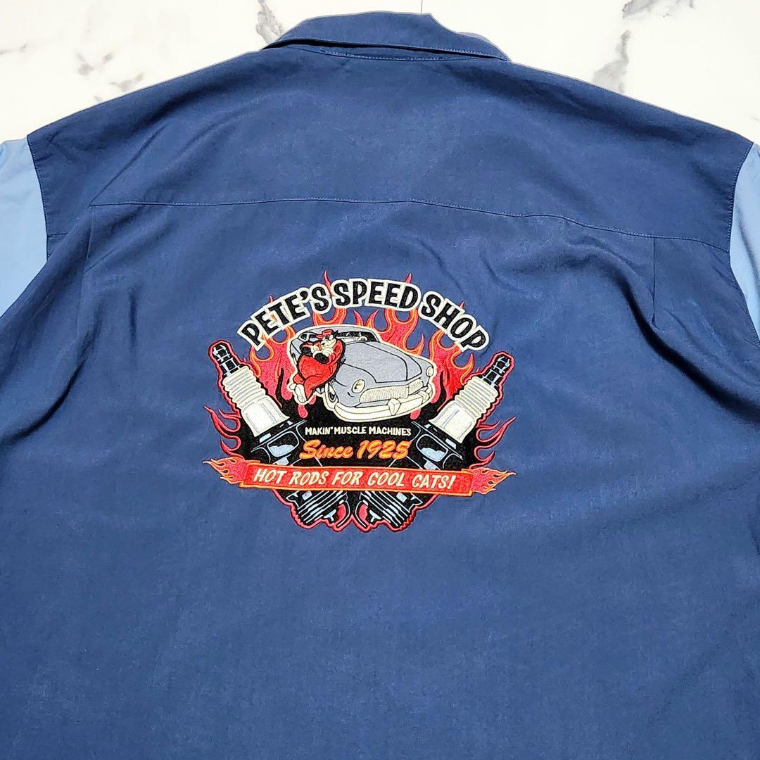 DISNEY ディズニー ヴィンテージ ボーリングシャツ PETE ピート 刺繍