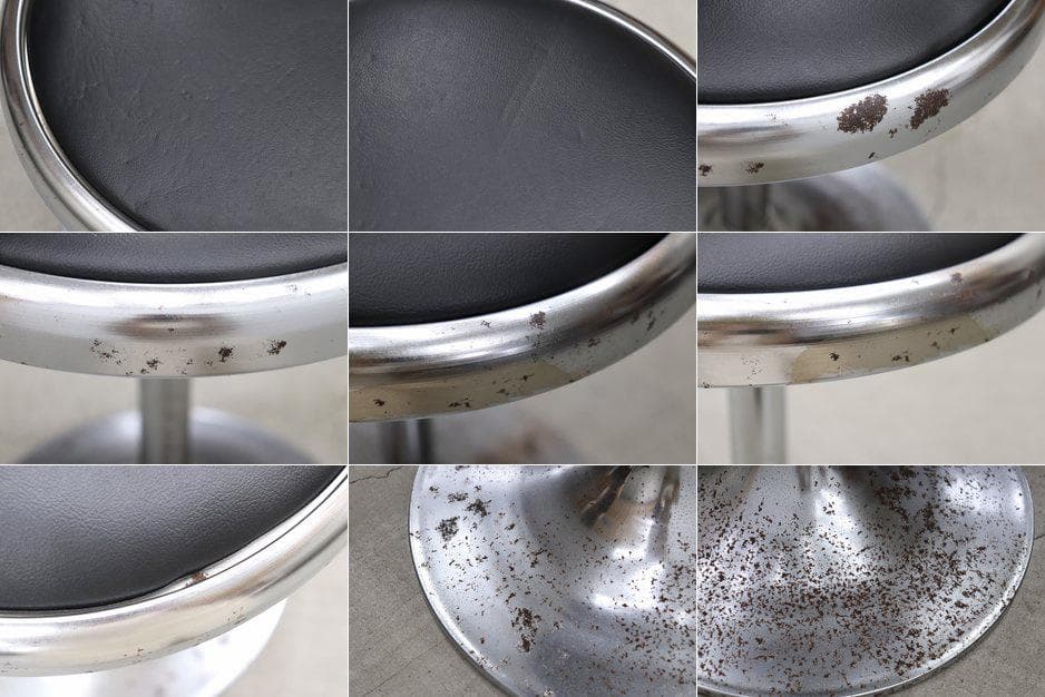 レトロ ヴィンテージ スツール ラウンド 円形 ミッドセンチュリー 合皮 2