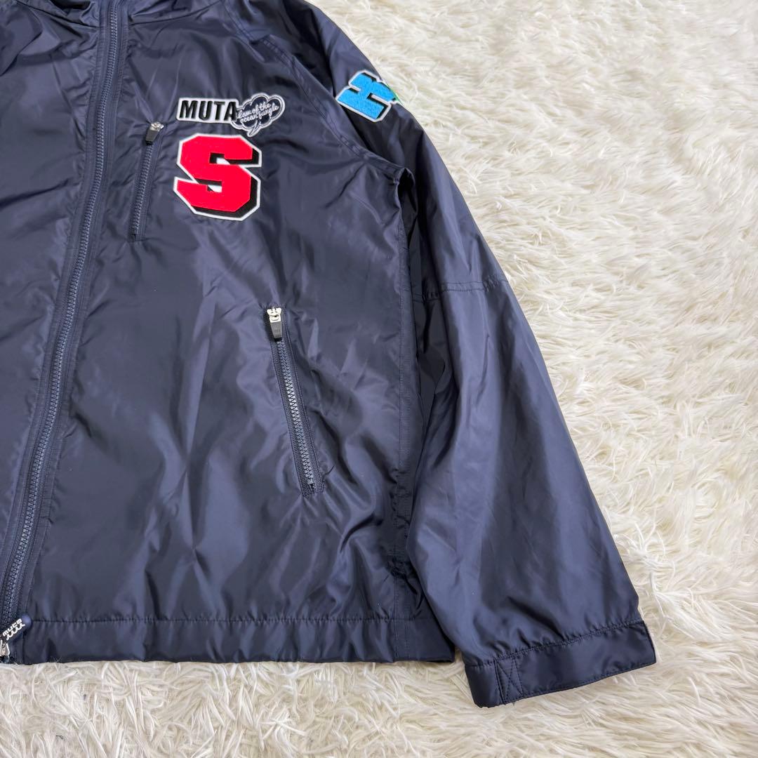 【ムータマリン】美品 ウィンドブレーカー ネイビー ワッペン XLサイズ メンズ