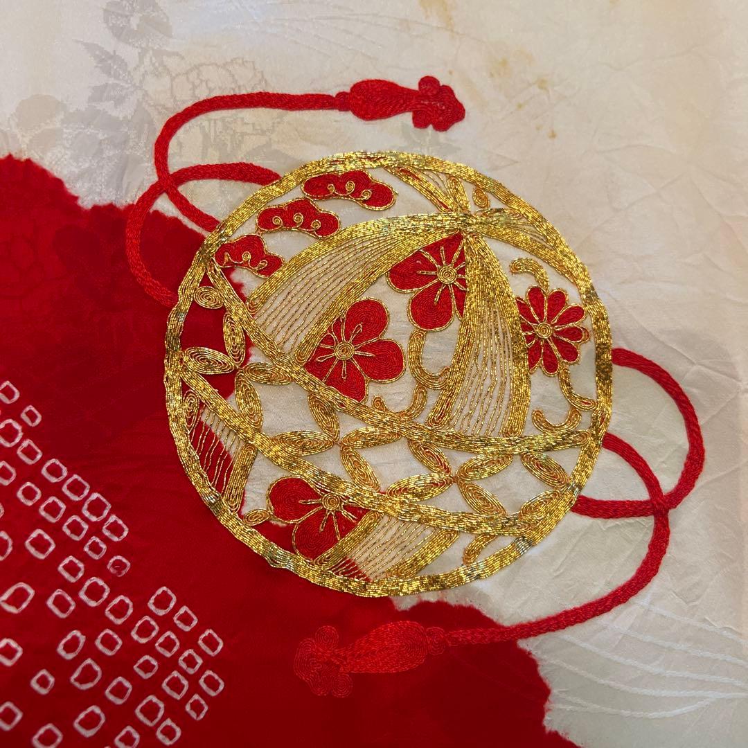 アンティーク 七五三 三歳 フルセット 着物 被布 小物一式 正絹 手鞠 赤