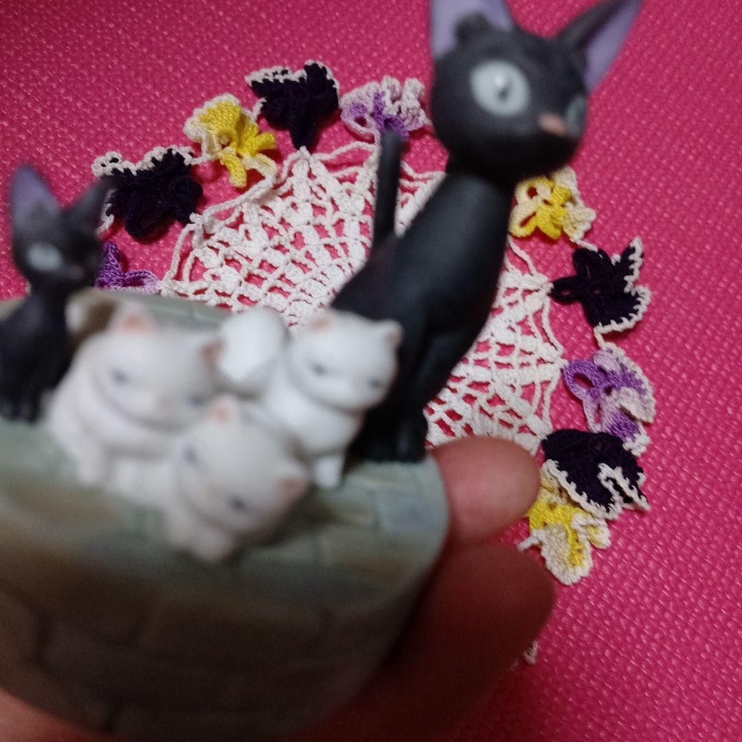 レア❥（美品）ジブリ 魔女の宅急便 オルゴール ジジと子猫達❦ レトロ❦タオル❦
