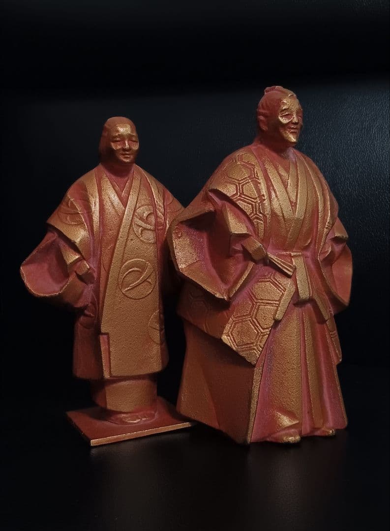 【超希少・署名入り】 sotaro saegusa 作 人物像 銅像風置物 ペア