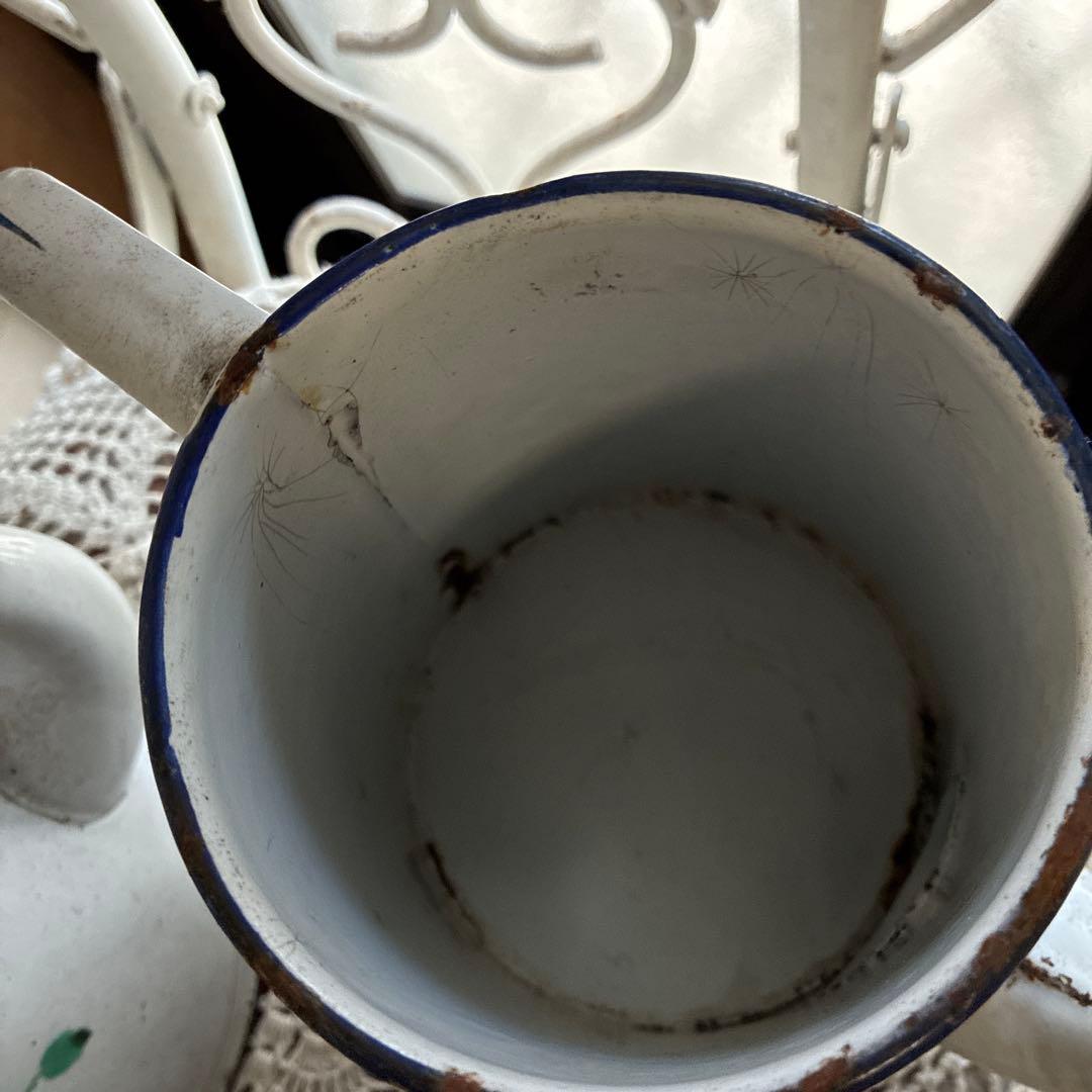 アンティークホーローファウンテン壁掛け手洗いコーヒーポット他バラ柄８点まとめて