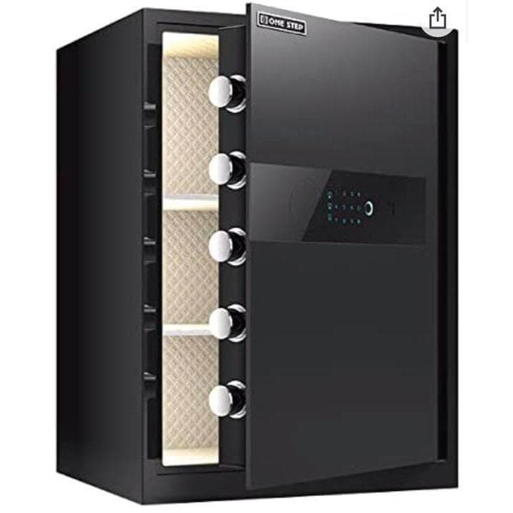 電子金庫 タッチパネル (60cm, 黒) 指紋認証 アラーム機能付き 1158