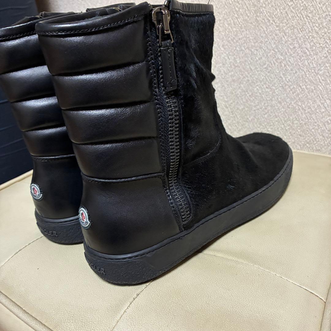 MONCLER ハラコレザーブーツ サイドジップ
