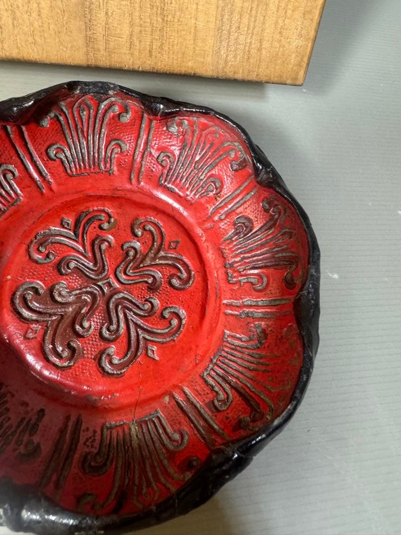 2414 天然木　乾漆　菓子鉢　時代物