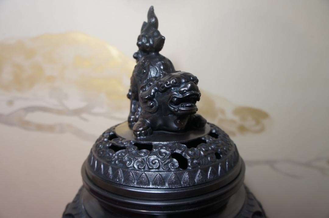 ★美品 未使用 高岡銅器 瑞峰作 新特大 花鳥 高級銅製香炉工芸作家造 送料込み