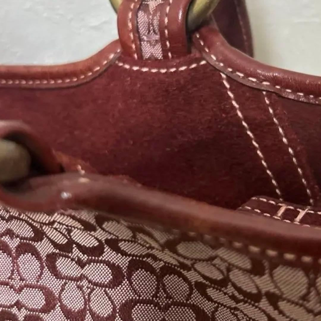 希少カラーコーチシグネチャー柄ホーボー ショルダーバッグ