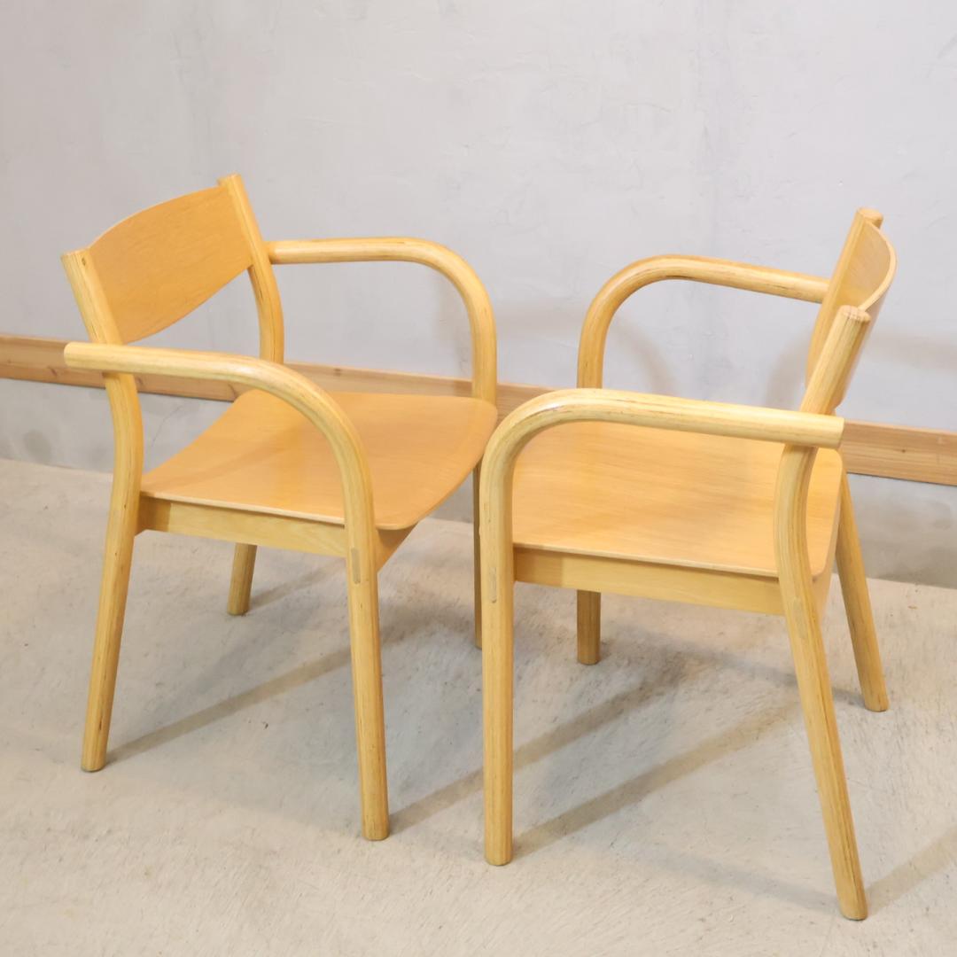 MUJI 無印良品 リアルファニチャー オーク材 ダイニングアームチェア 2脚