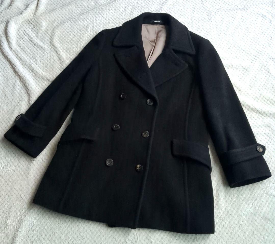 アンゴラ50%　Lサイズ アクアスキュータムロンドンPコート黒　日本製