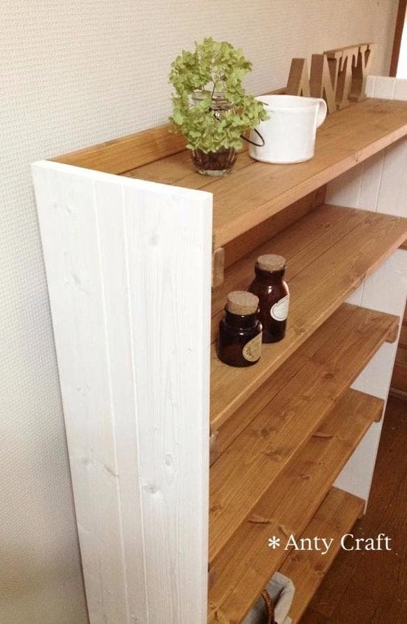 【引取可能】飾り棚付き4段棚 幅80cm LO/Ｗ 完成品