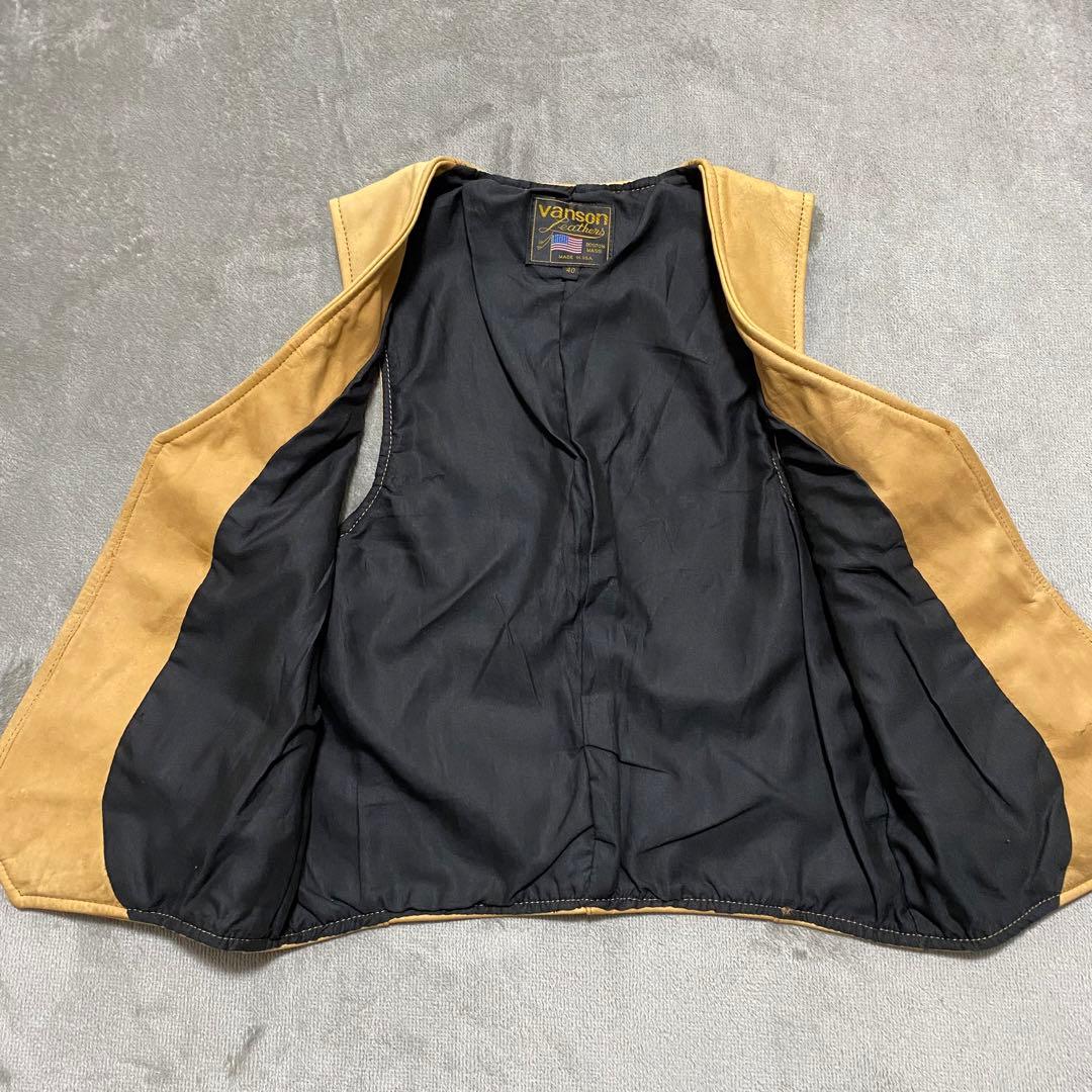 VANSON Leathers スウェードレザーベスト USA 製 タンカラー