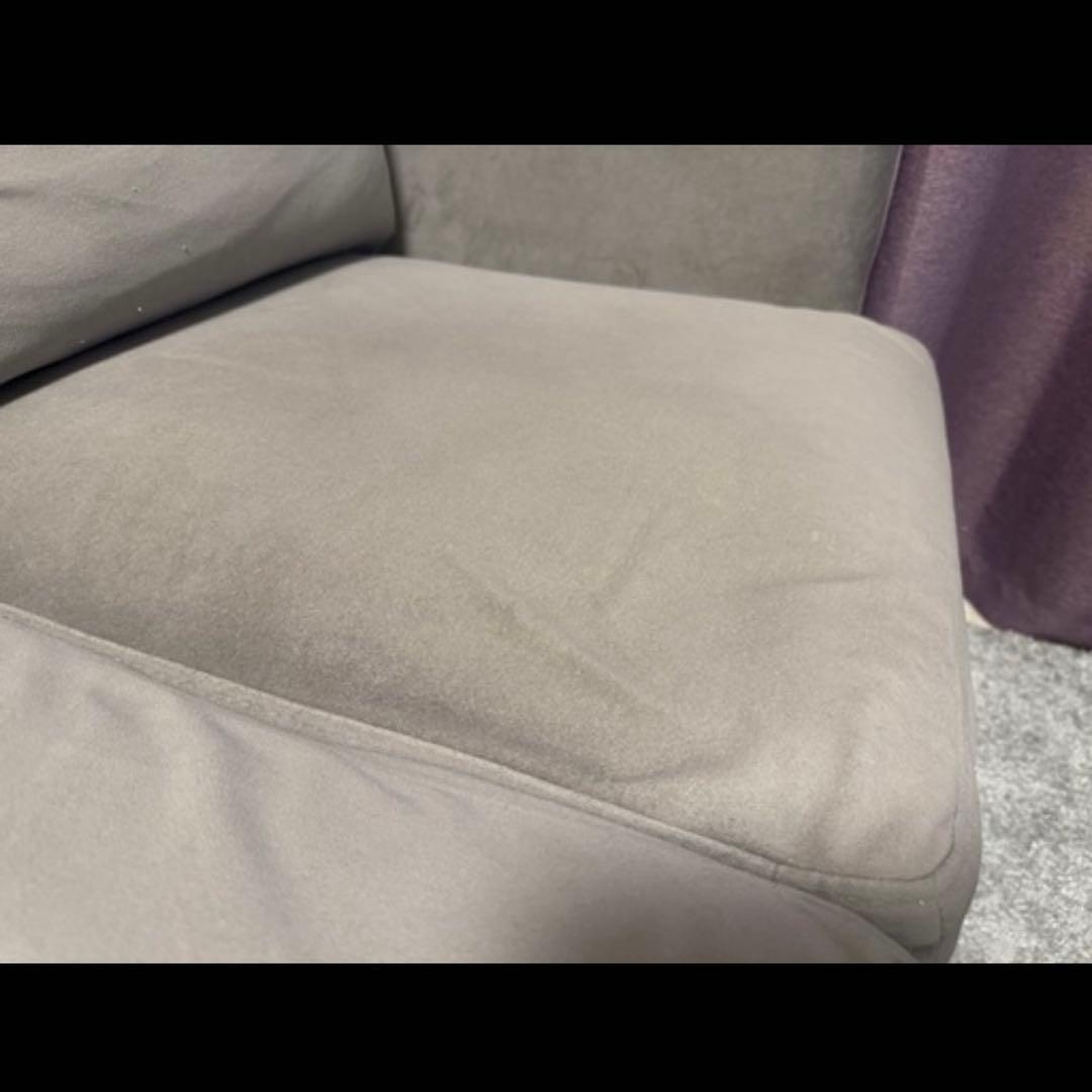 LOWYA ベルベット調 2人掛けソファ グレー コンパクト