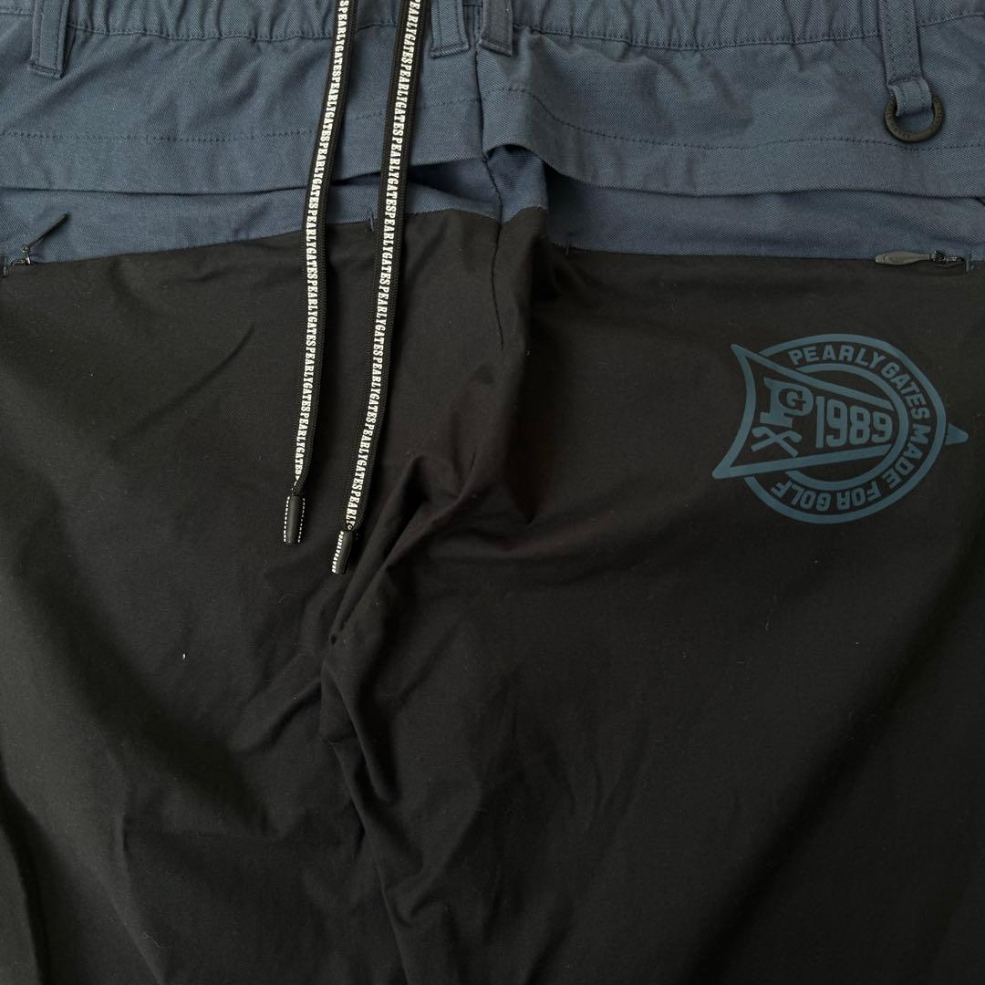 パーリーゲイツ　ジョガーパンツ　黒　ネイビーM〜L相当　バイカラー　コットン素材