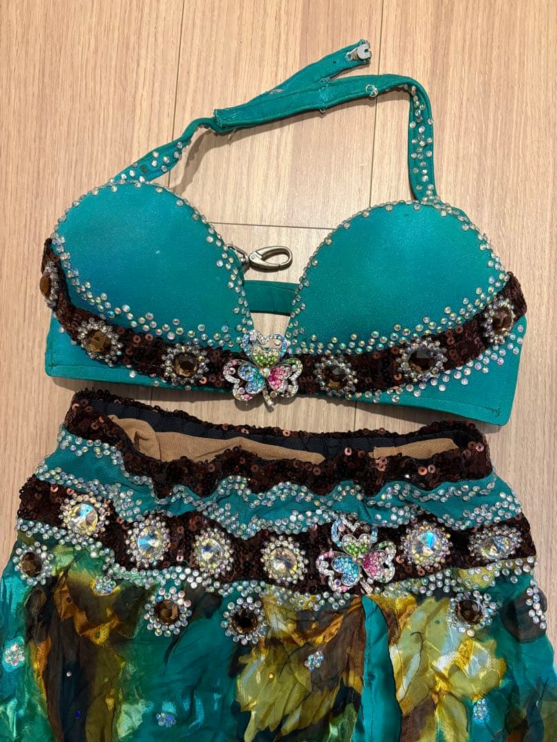 ベリーダンス衣装　マンドゥーハ サラマ　ピーコックグリーン　小柄