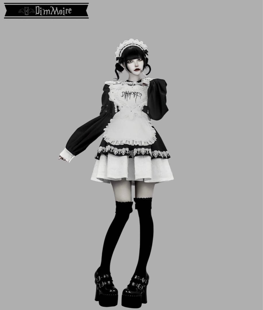 DimMoire Drip Heartメイドワンピース【Black&White】