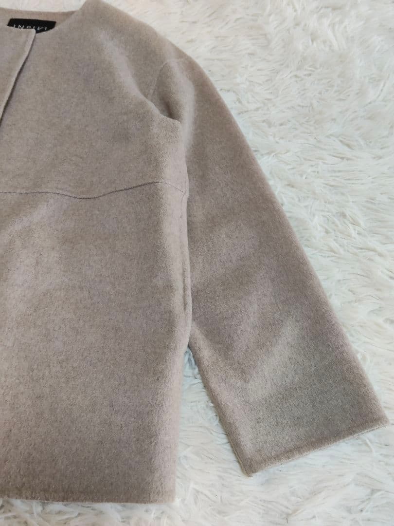 ★PA★インデヴィ　ハミルトンウールリバーノーカラーショートコート