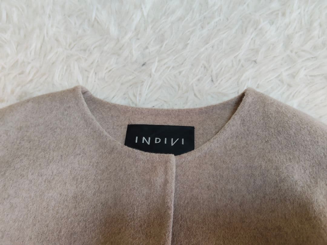 ★PA★インデヴィ　ハミルトンウールリバーノーカラーショートコート