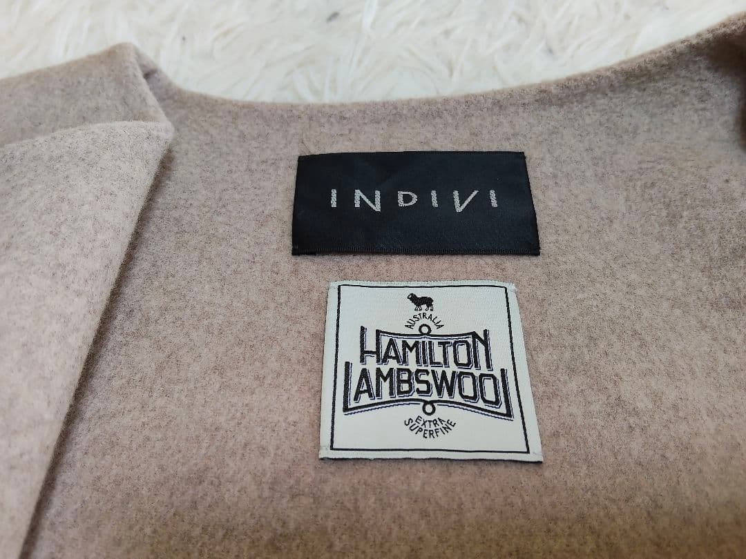 ★PA★インデヴィ　ハミルトンウールリバーノーカラーショートコート