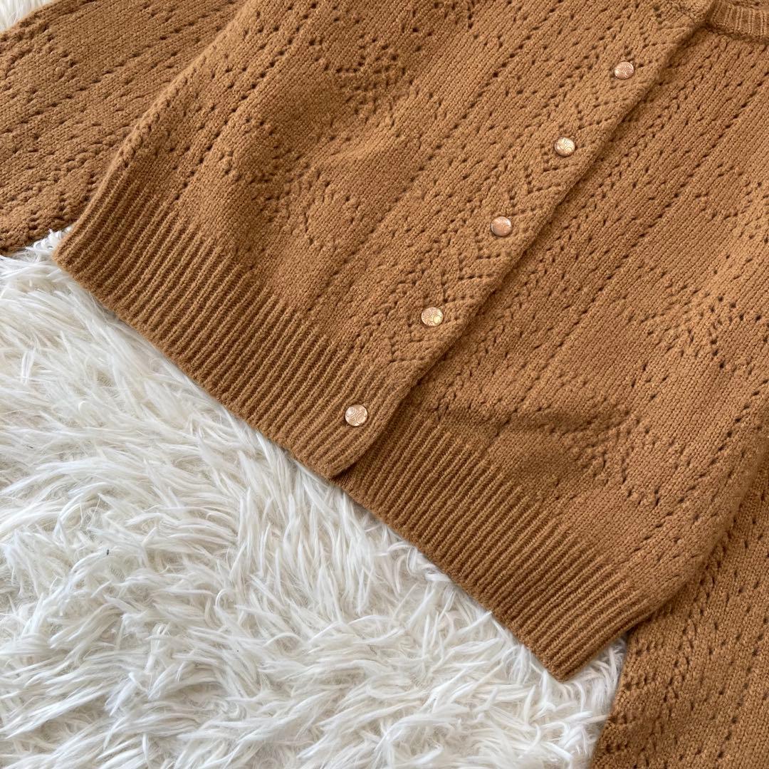 極美品 セリーヌ トリオンフ編み ウール カシミヤ シルク カーディガン