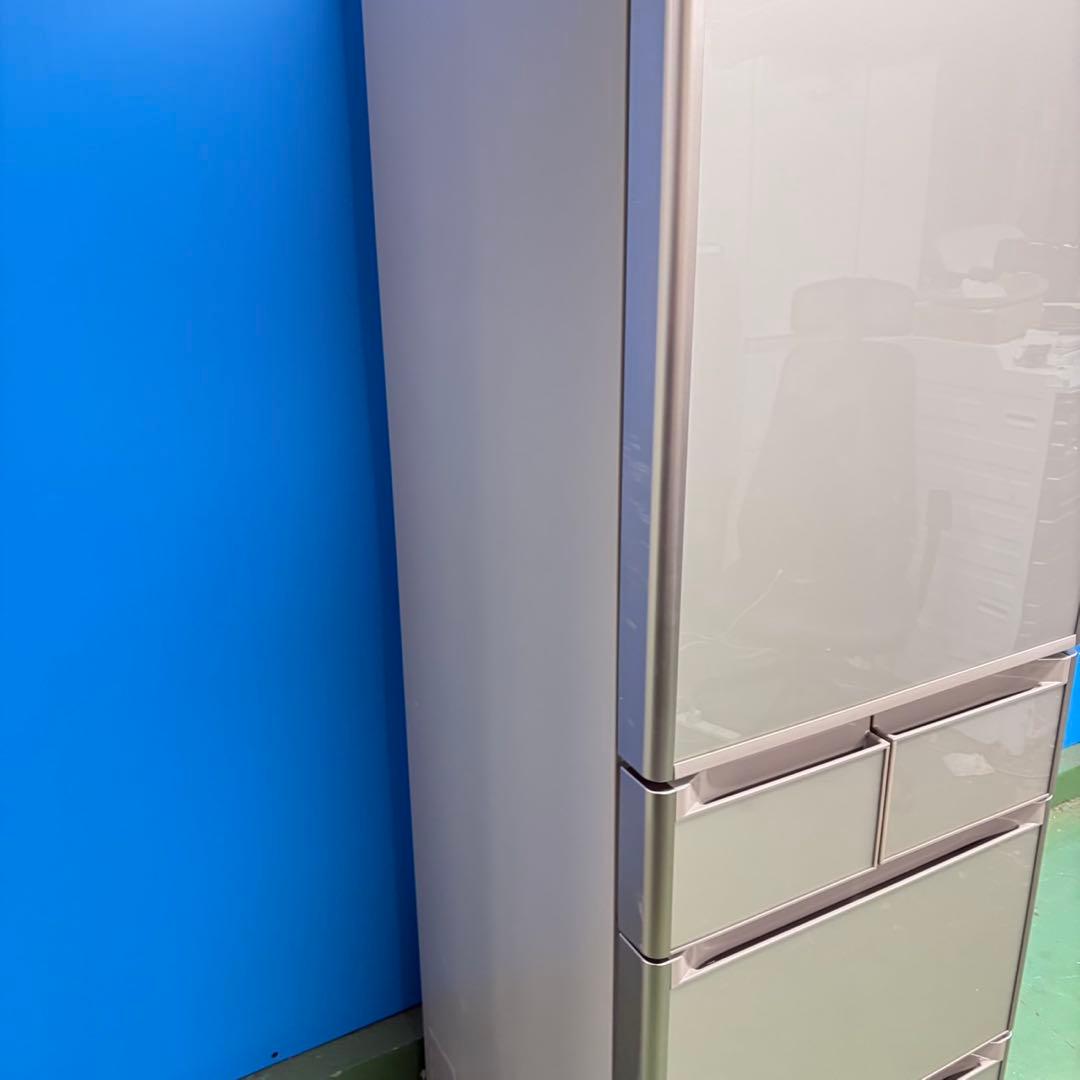 704 大型冷蔵庫　ガラストップ　5ドア　400L強 右開き　自動製氷機付　美品