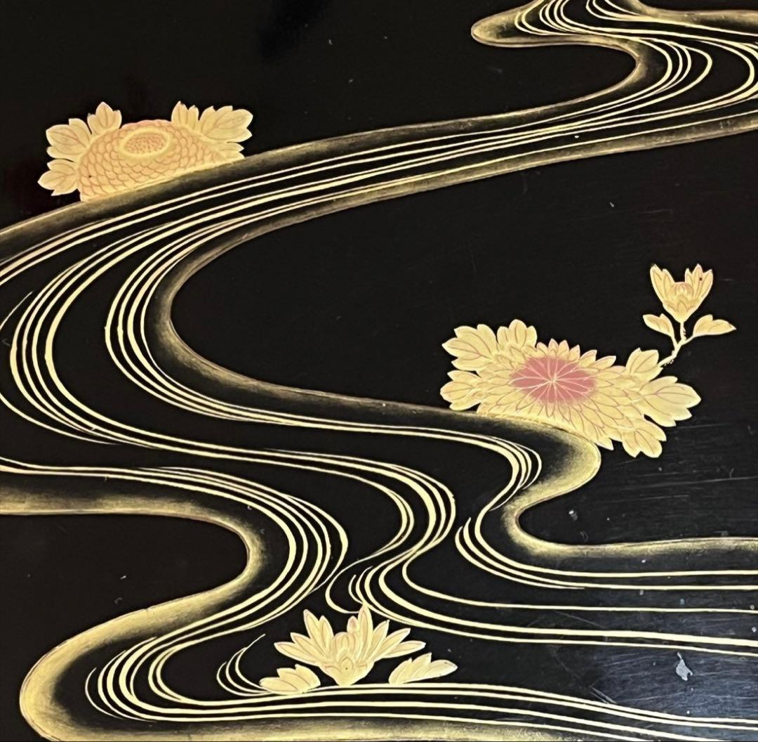 【時代物】金彩細密花蒔絵 硯箱 内梨地 木胎漆器 骨董 共箱付