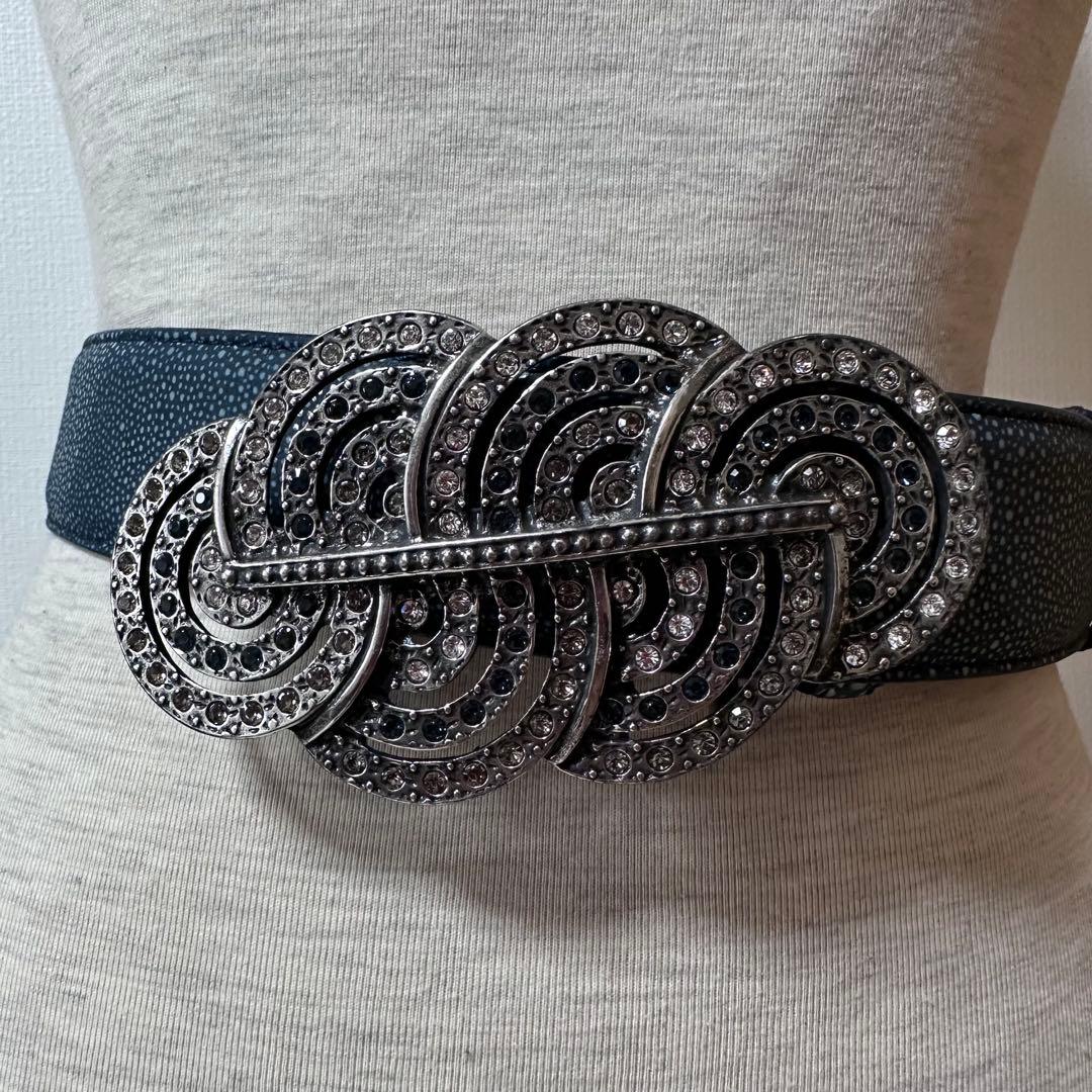 Elliot Rhodes 本革 スワロ装飾バックル ベルト