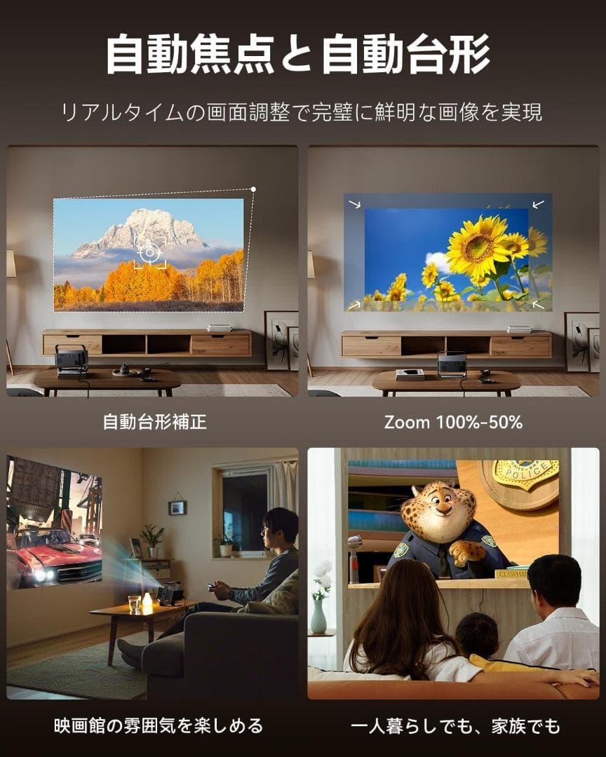 プロジェクター 家庭用1500ANSIネイティブ1080P 4k