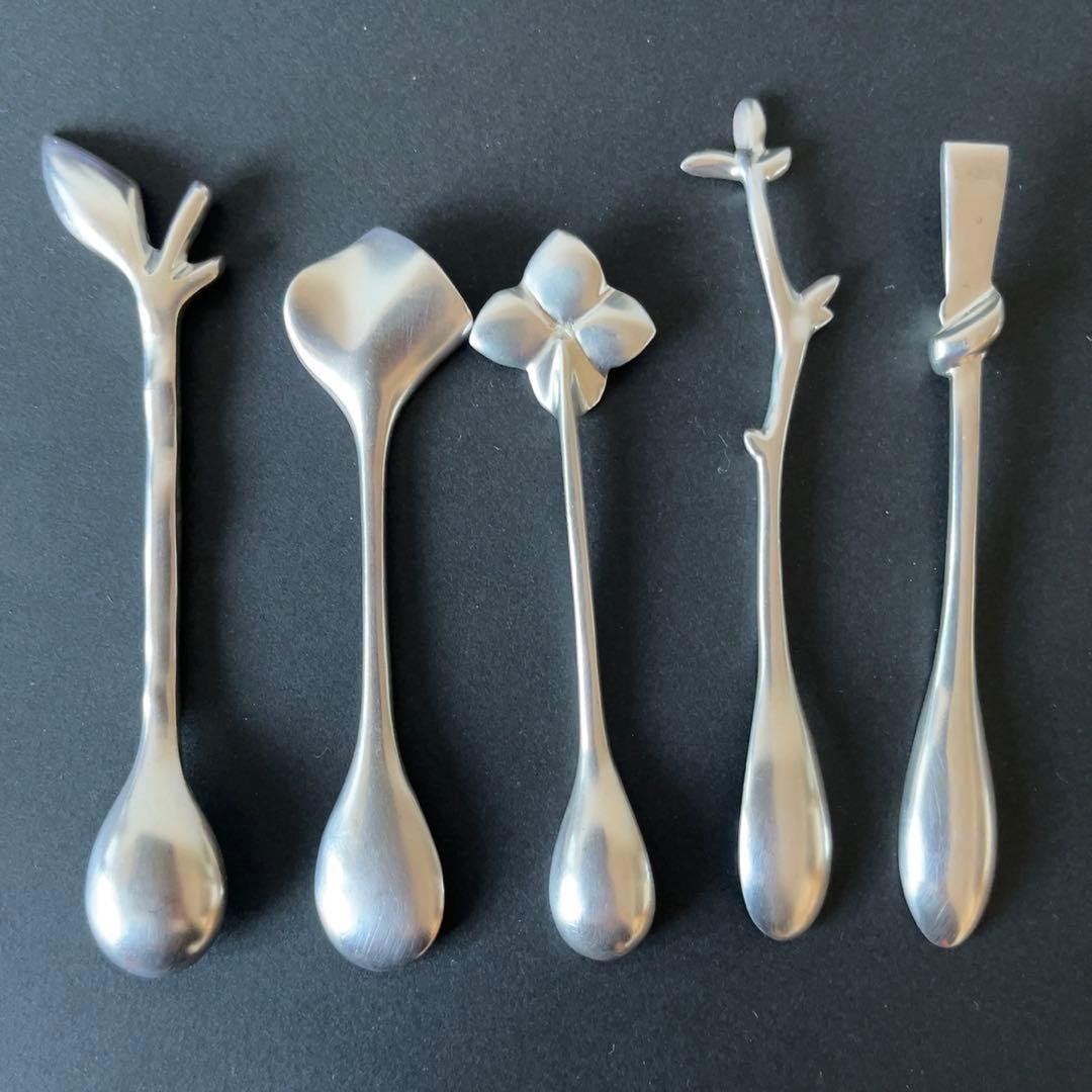 blue leaves 植物モチーフ スプーン5本セット　マットシルバー