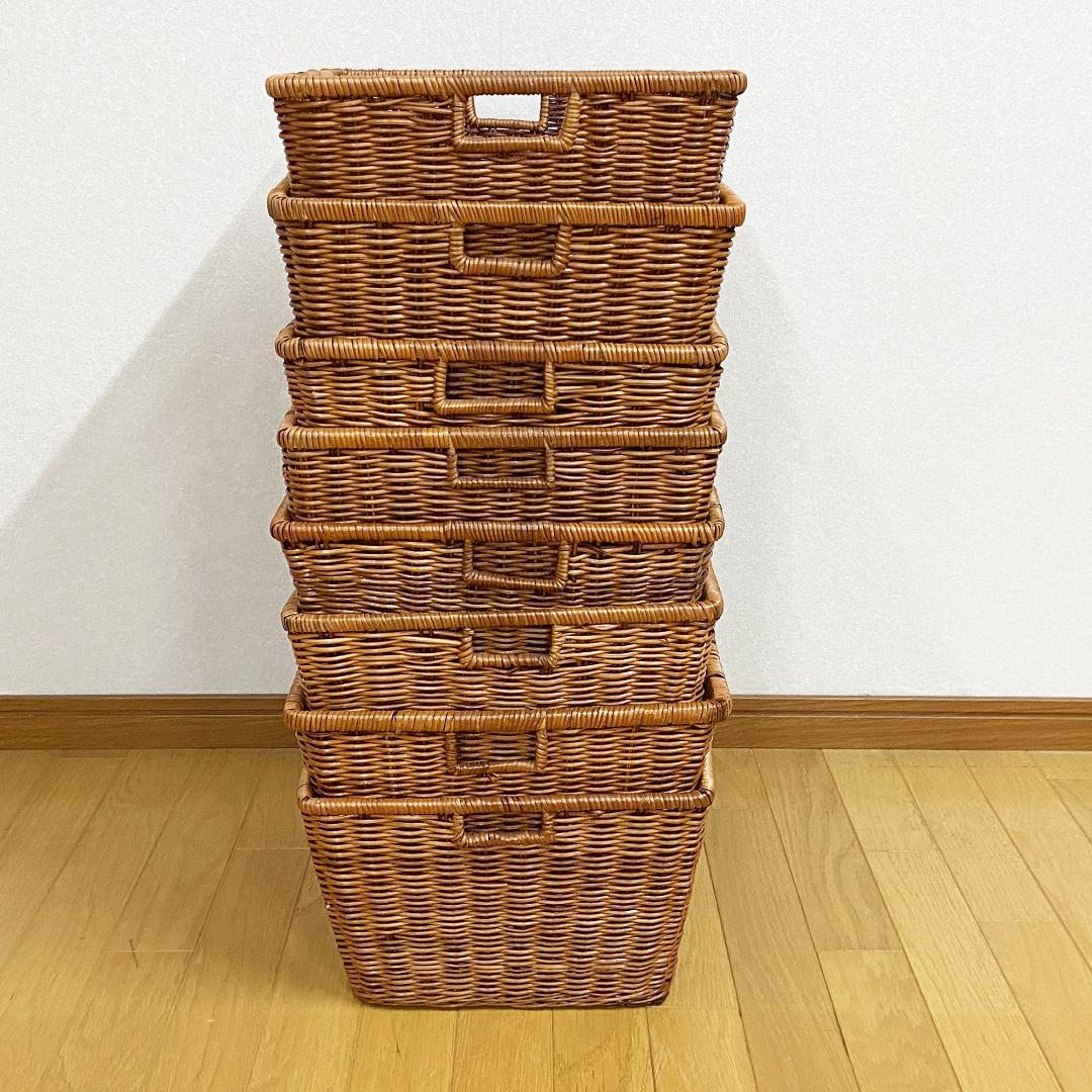 ヴィンテージ品 籐籠 バスケット ８個セット
