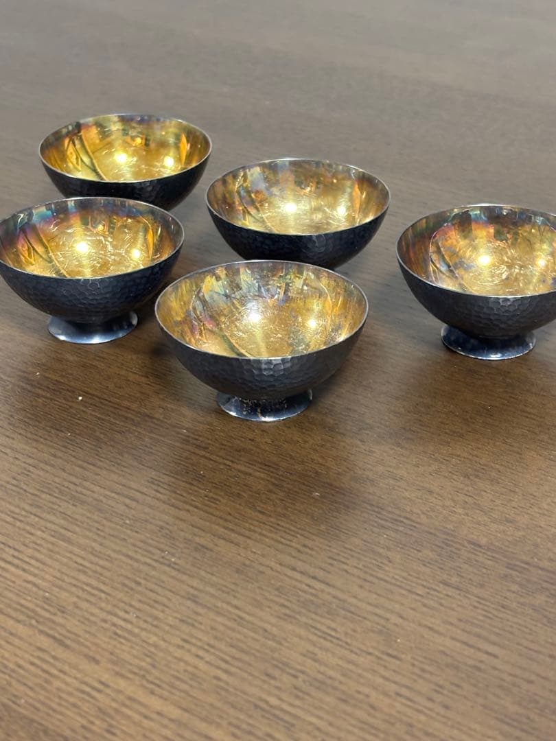 純銀　徳力　silver 酒器　盃　五客組