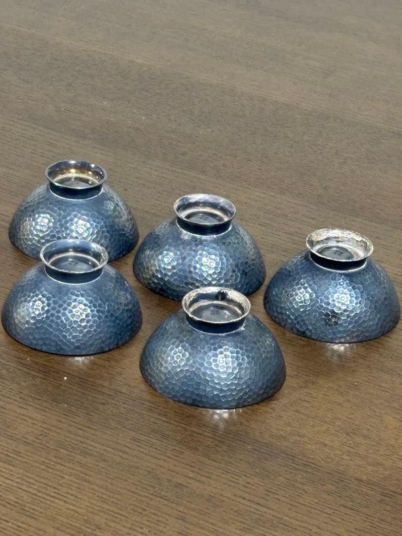 純銀　徳力　silver 酒器　盃　五客組