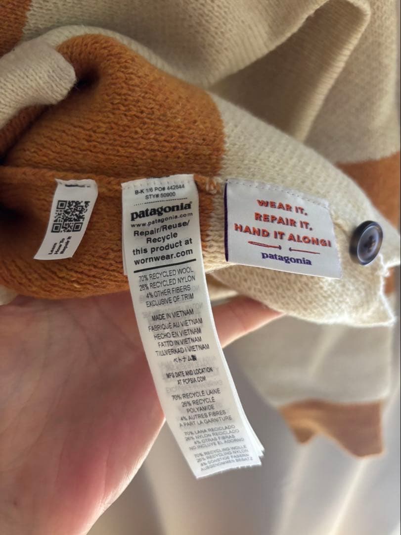 パタゴニア50周年記念 リサイクルウールブレンドラグビーセーター ドライマンゴー