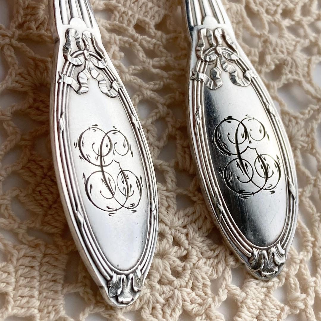 【MiMi】カトラリー２セットフランスアンティーク✨️可愛いリボンモチーフ