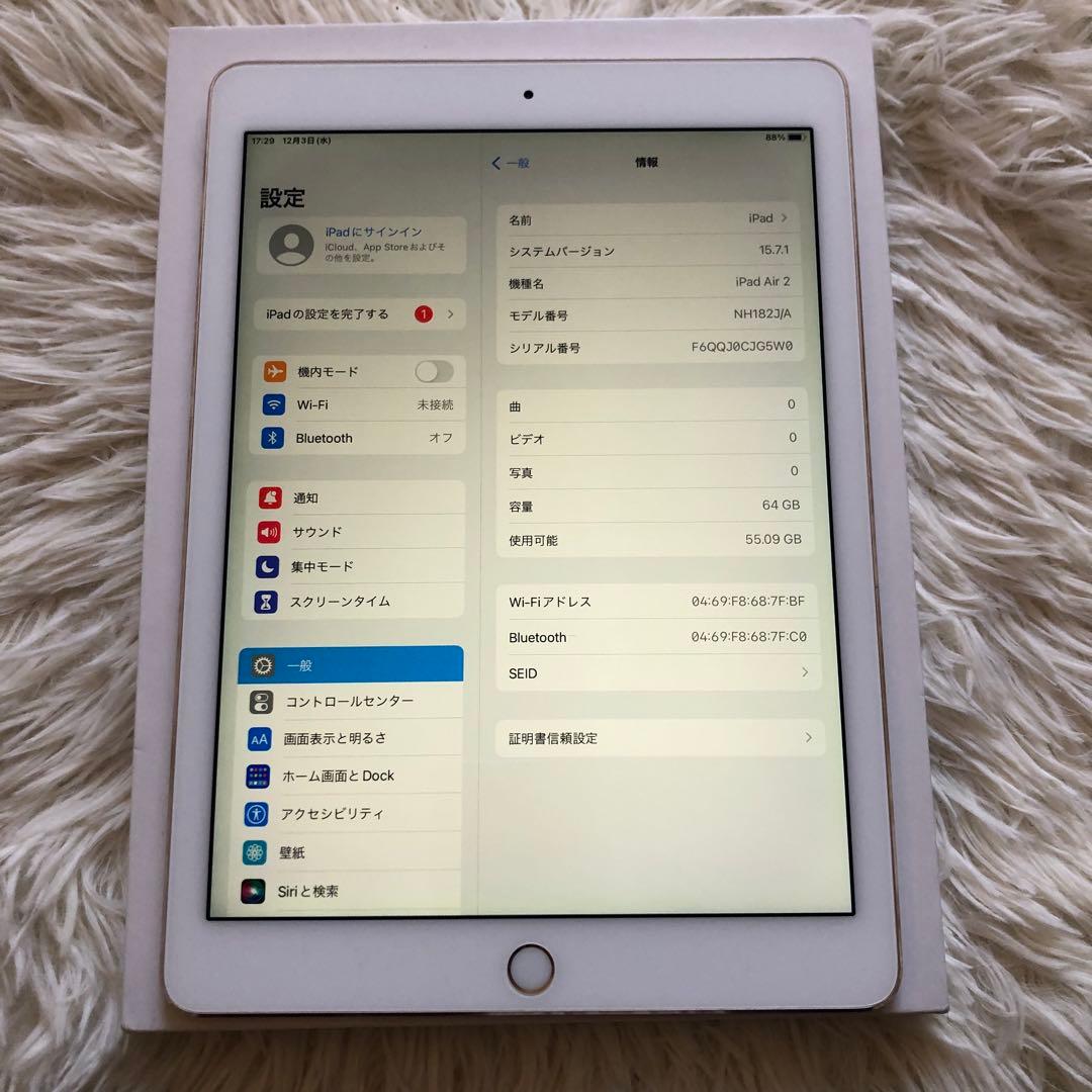 【完動品】iPad Air2 64GB 【すぐ発送】