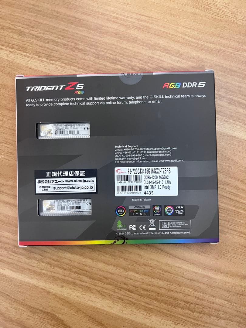 G.SKILL DDR5-7200 2*16GBメモリー