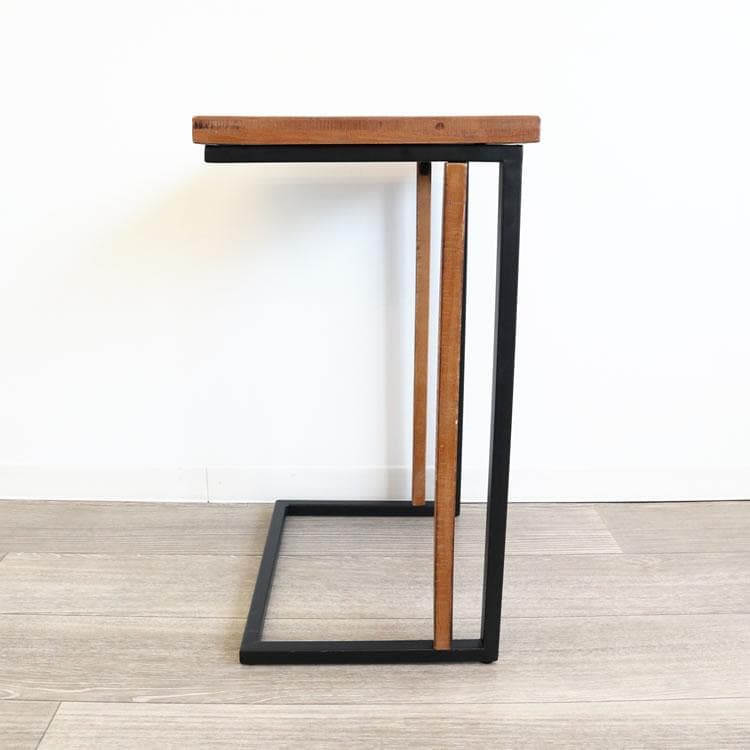 アイアン×木製 コの字型サイドテーブル