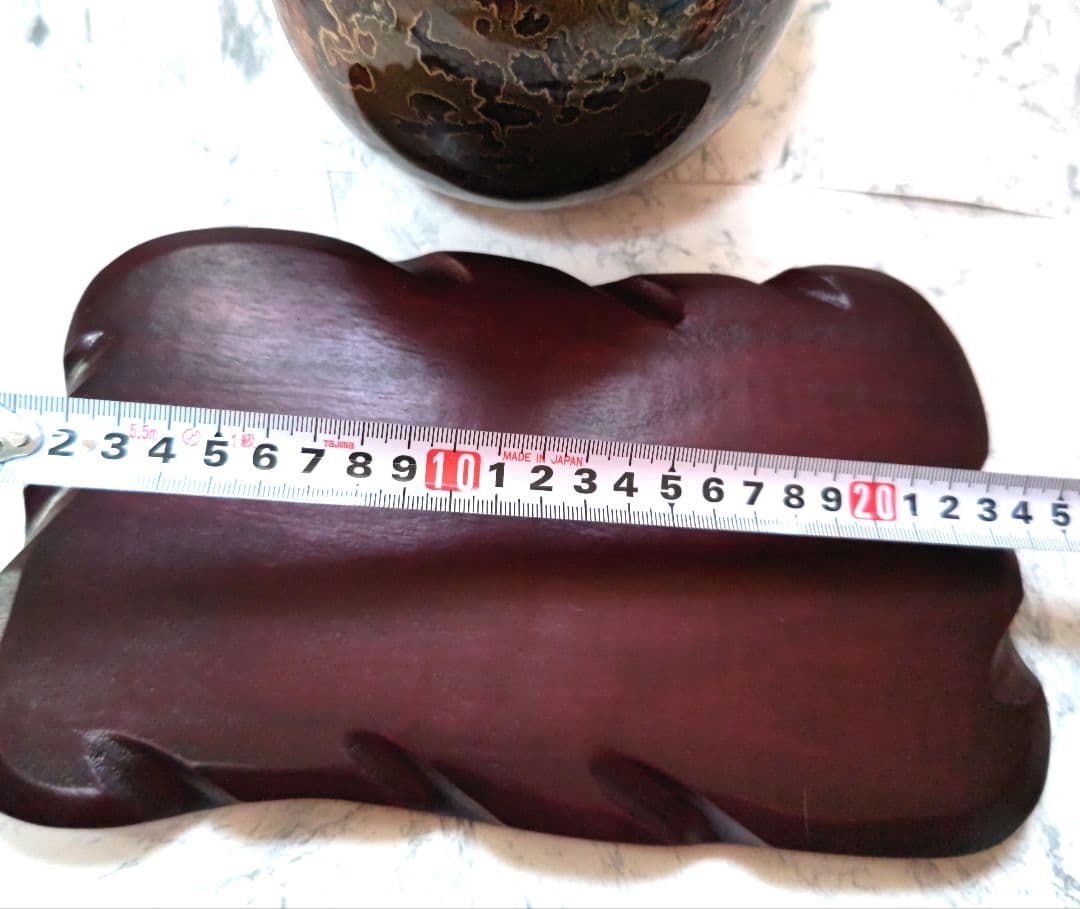 花瓶　花卉　金彩錦鶴首花瓶　新品未使用　特選陶器　台座付