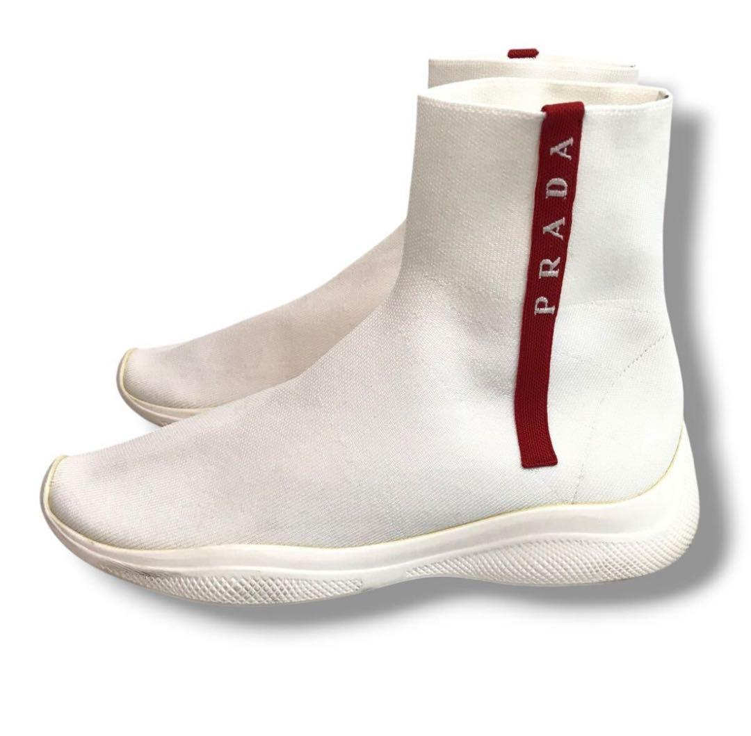 【PRADA】プラダ❤️ソックススニーカー・ショートブーツ✨ホワイト 37✨