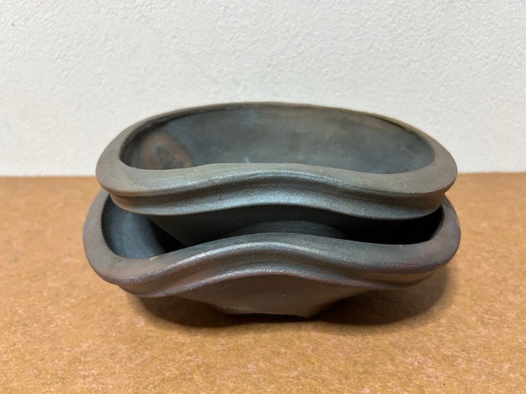 竹鳳　焼締変形盆栽鉢　貴風盆栽　小品盆栽　文人木　寄せ植え　山野草