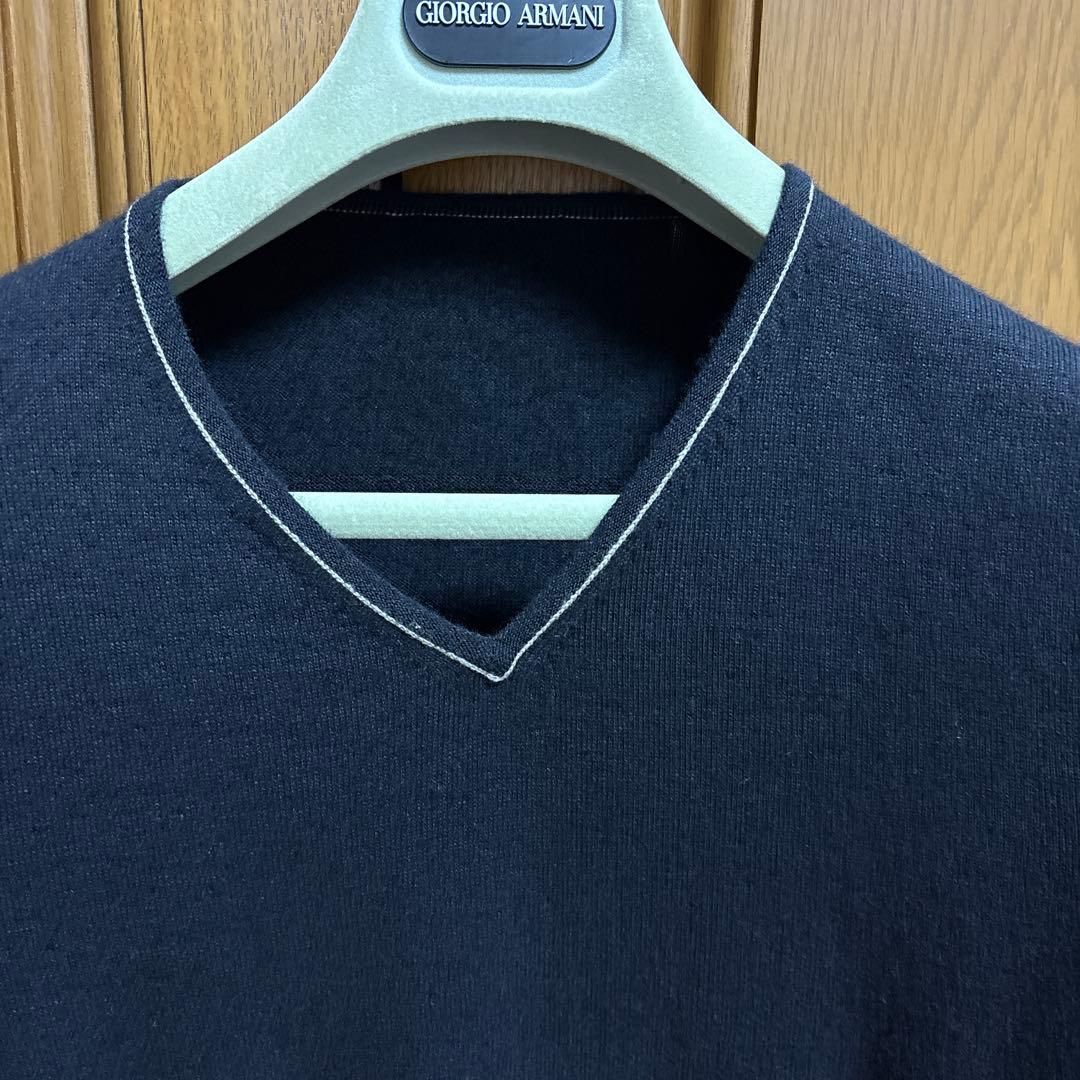 エルメスHERMESメンズカシミアと綿　混ニット　ブラックＭ